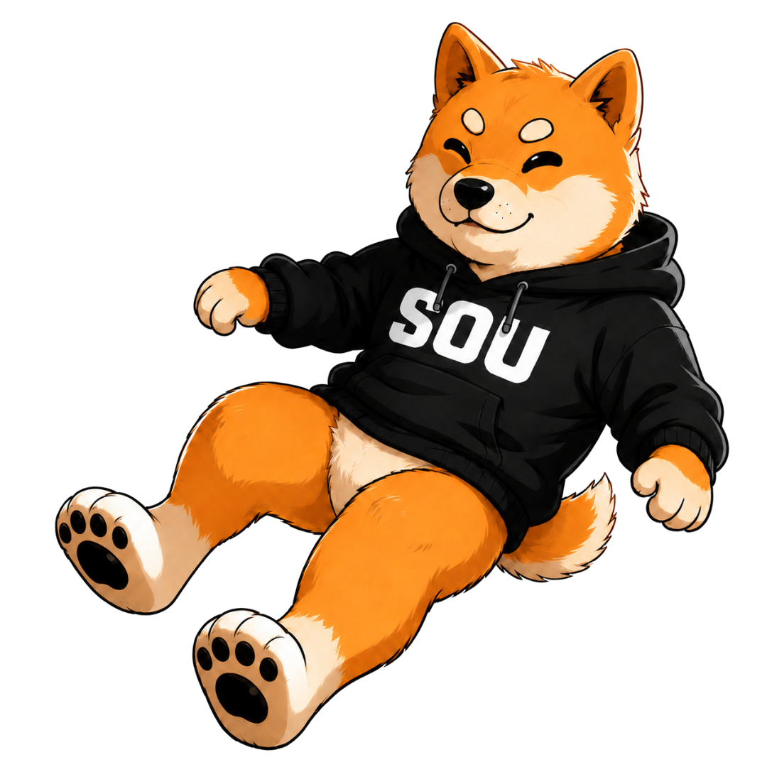 SOU mascot wearing a black hoodie